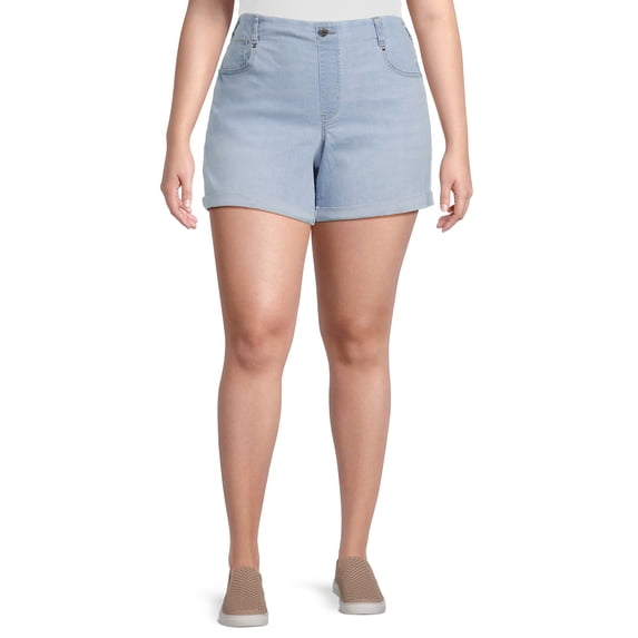 Time and Tru Women's Pull-On Denim Shorts, 5" Inseam, Sizes XS-XXL