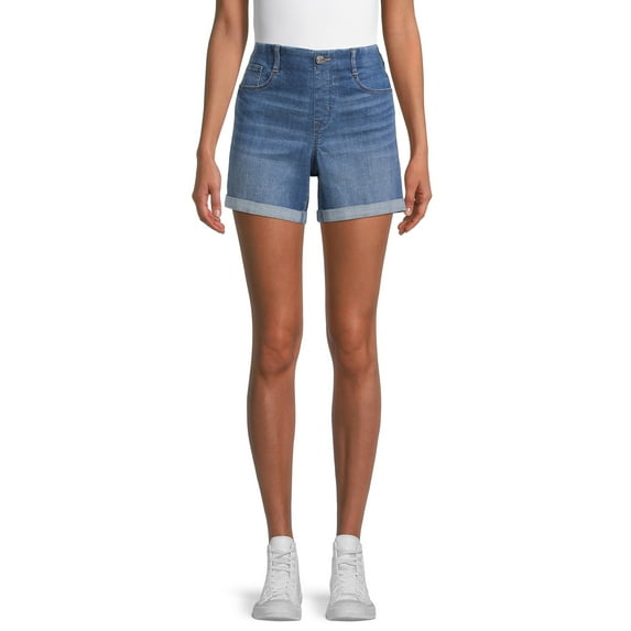 Time and Tru Women's Pull-On Denim Shorts, 5" Inseam, Sizes XS-XXL