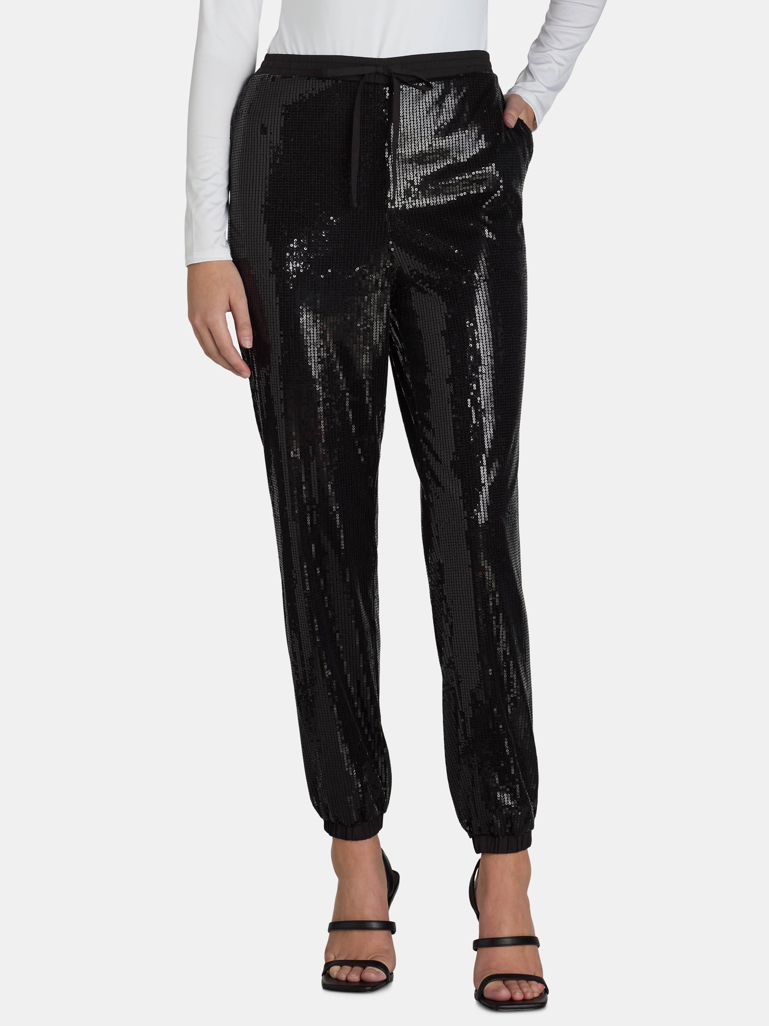 Black Sequin Sparkly Jogging Suit BLACK SEQUIN JOGGER SET Priiincesss