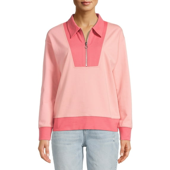 Time and Tru Women's Quarter Zip Sweatshirt