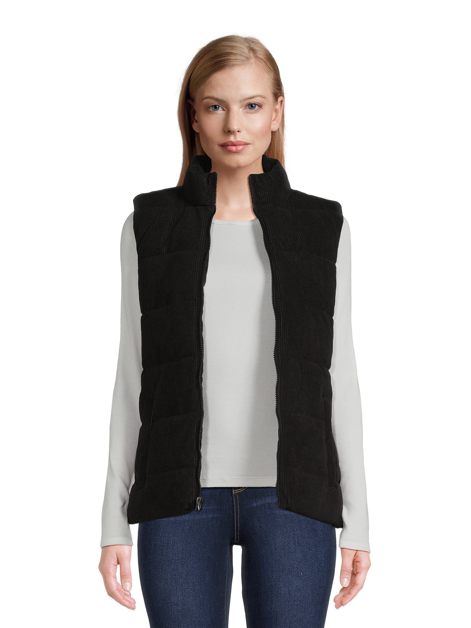 Time and Tru Women's Quilted Corduroy Vest, Sizes XS-3X