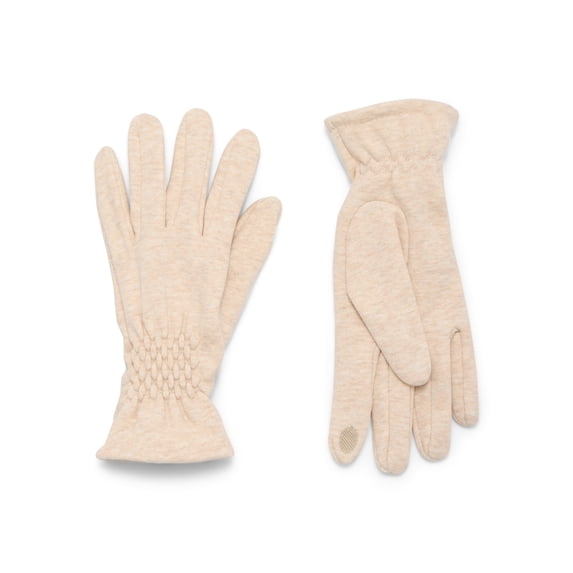 Time and Tru Women's Quilted Cuffs Knit Gloves, Oatmeal Heather, One Size