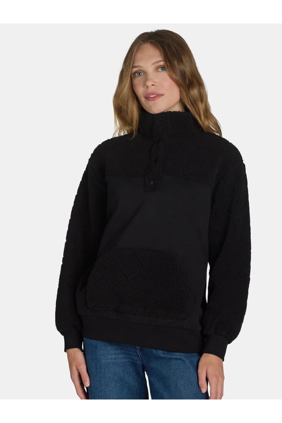 Women's Quilted Fleece Pullover, Sizes S-XXXL