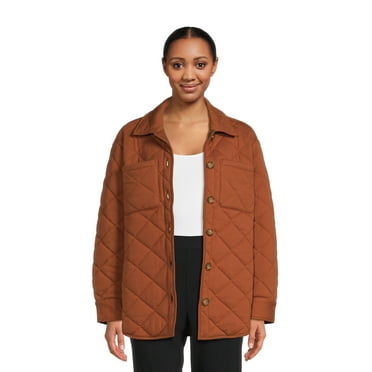 Time and Tru Women's Quilted Jersey Shacket, Sizes XS -XXXL