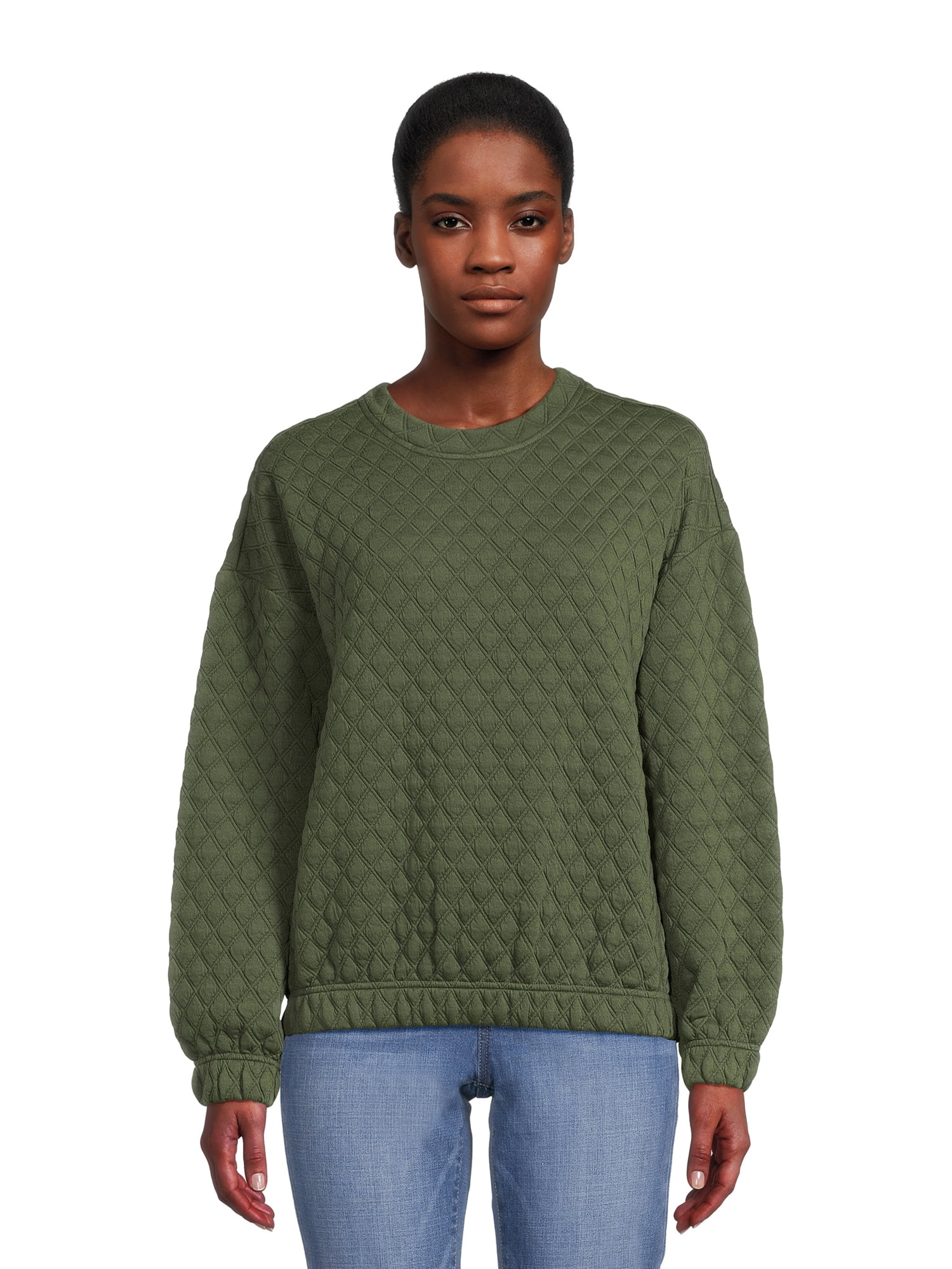 Time and Tru Women s Quilted Sweatshirt Walmart