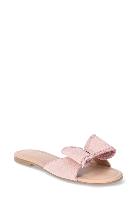 Women's Raffia Bow Slide Sandals