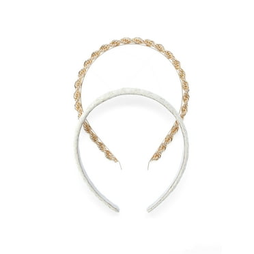 Time and Tru Women’s Raffia and Chain Headband Set, 2-Piece