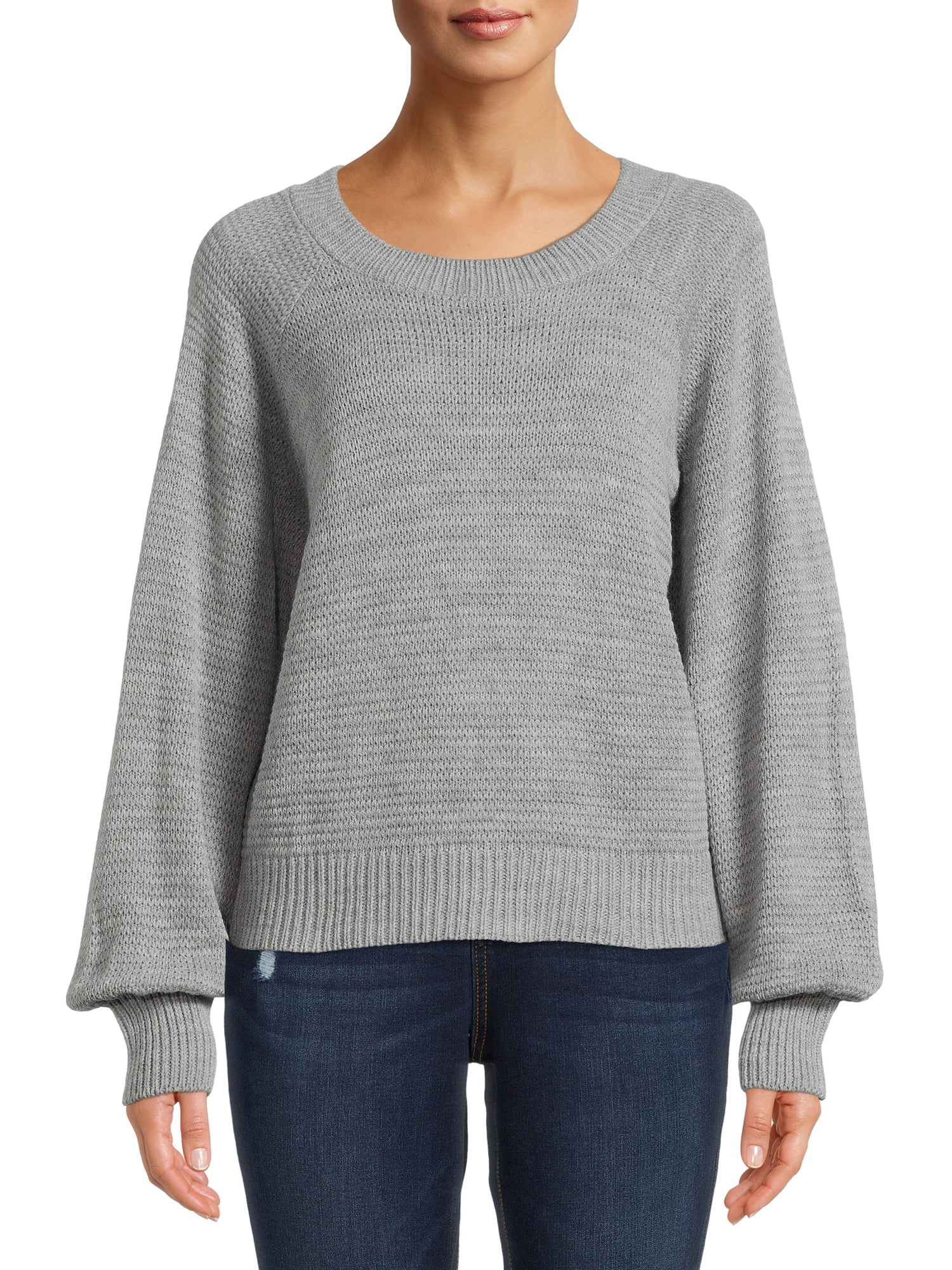 Time and Tru Women's Raglan Balloon Sleeve Sweater - Walmart.com