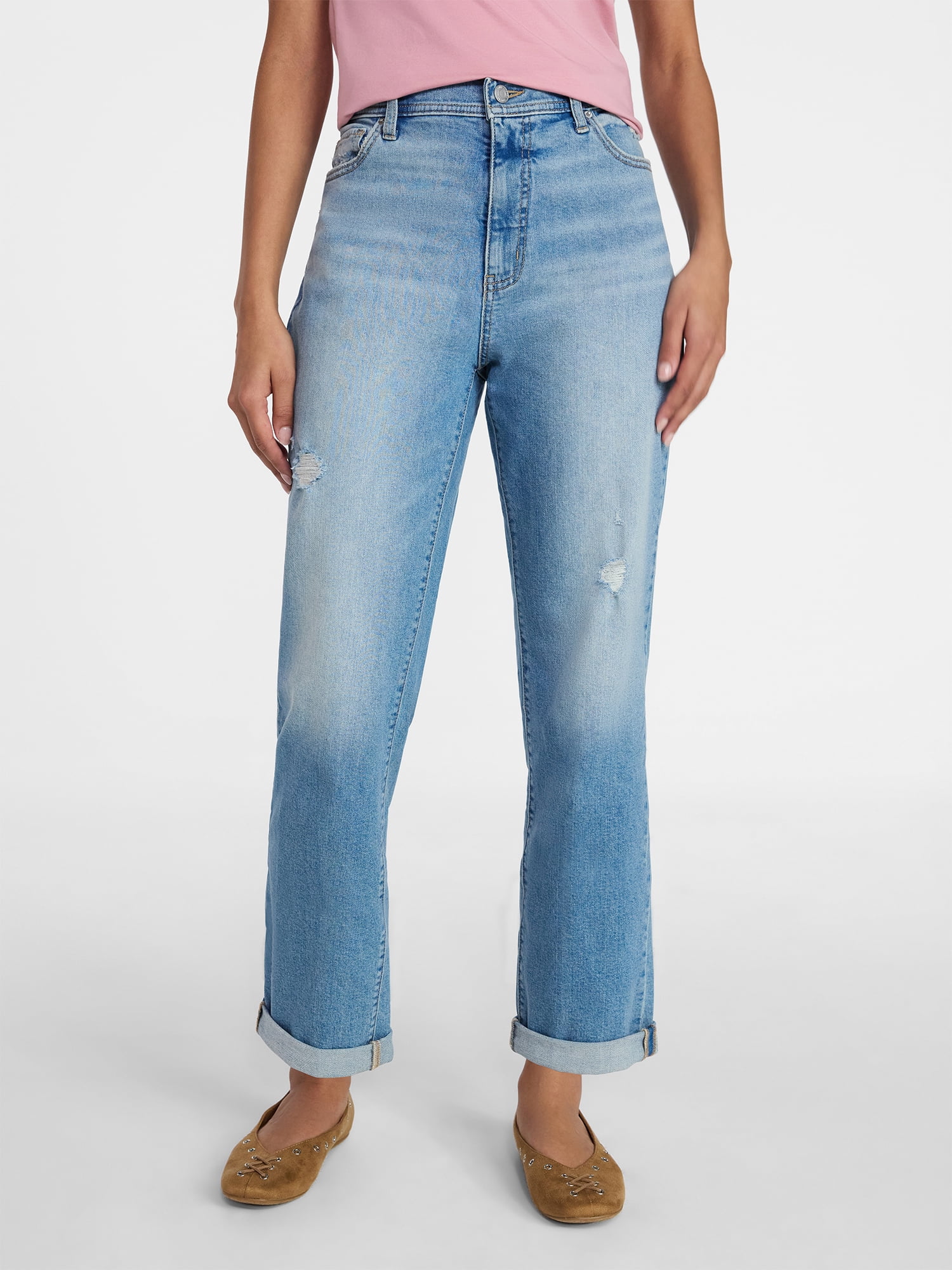 Time and Tru Women's Relaxed Boyfriend Jeans, 26" Inseam, Sizes 0-22