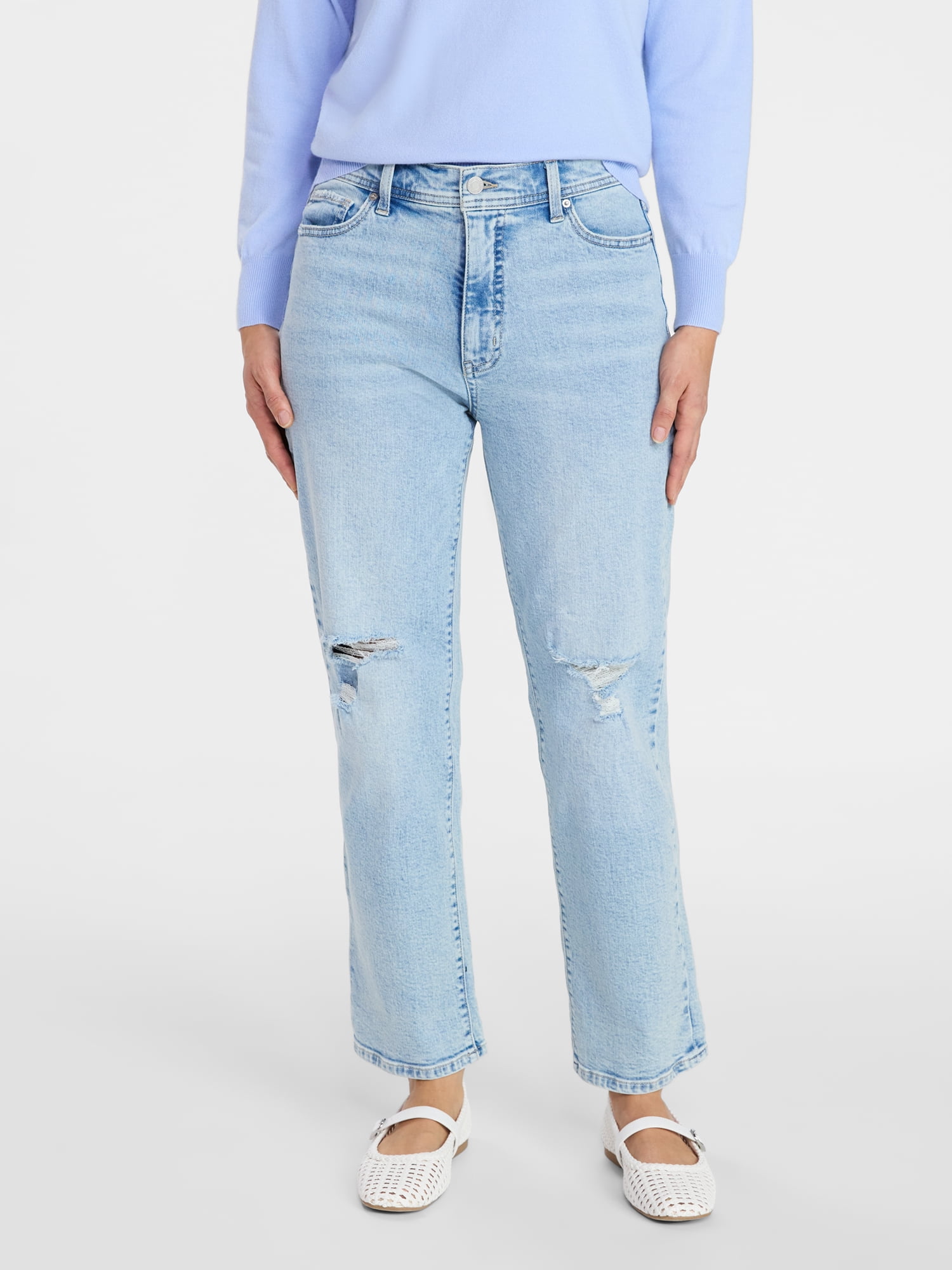 Time and Tru Women's Relaxed Boyfriend Jeans, 26" Inseam, Sizes 0-22 ...