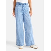Time and Tru Women's and Women's Plus Relaxed Tie Waist Wide Leg Jeans, 31" Inseam, Sizes 0-20
