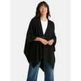 thumbnail image 1 of Time and Tru Women's Rib Knit Fashion Coverup with Button, One Size, Black, 1 of 5
