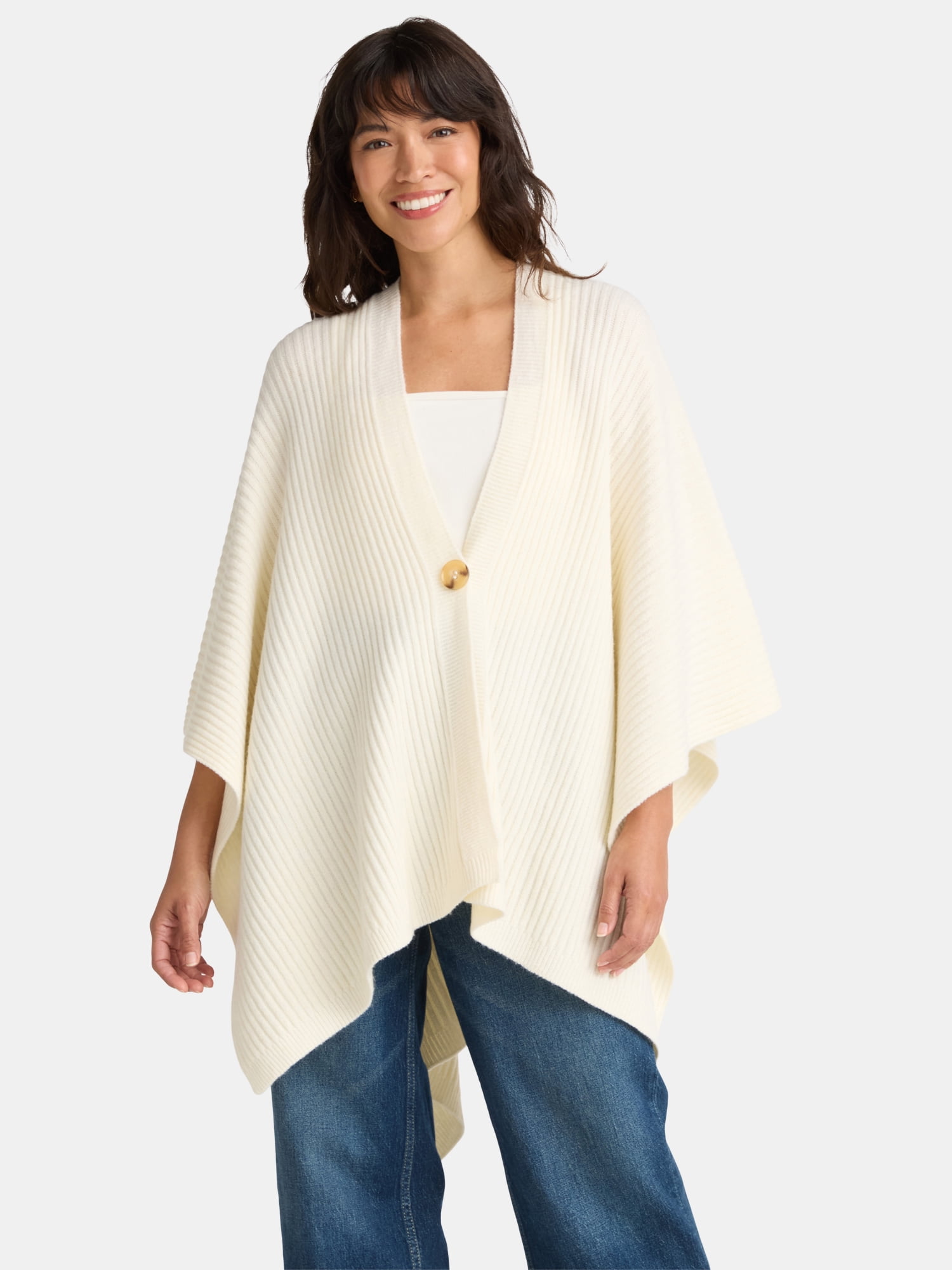 Time and Tru Women's Rib Knit Fashion Coverup with Button