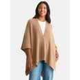 thumbnail image 1 of Time and Tru Women's Rib Knit Fashion Coverup with Button, One Size, Tan, 1 of 5