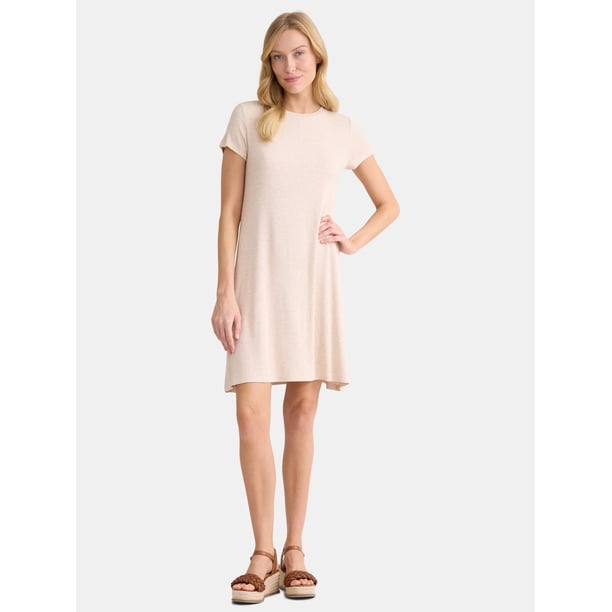 Time and Tru Women's Rib Knit Swing Dress with Short Sleeves, Sizes XS-XXXL  - Walmart Business Supplies