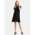 thumbnail image 1 of Time and Tru Women's Rib Knit Swing Dress with Short Sleeves, Sizes XS-XXXL, 1 of 4