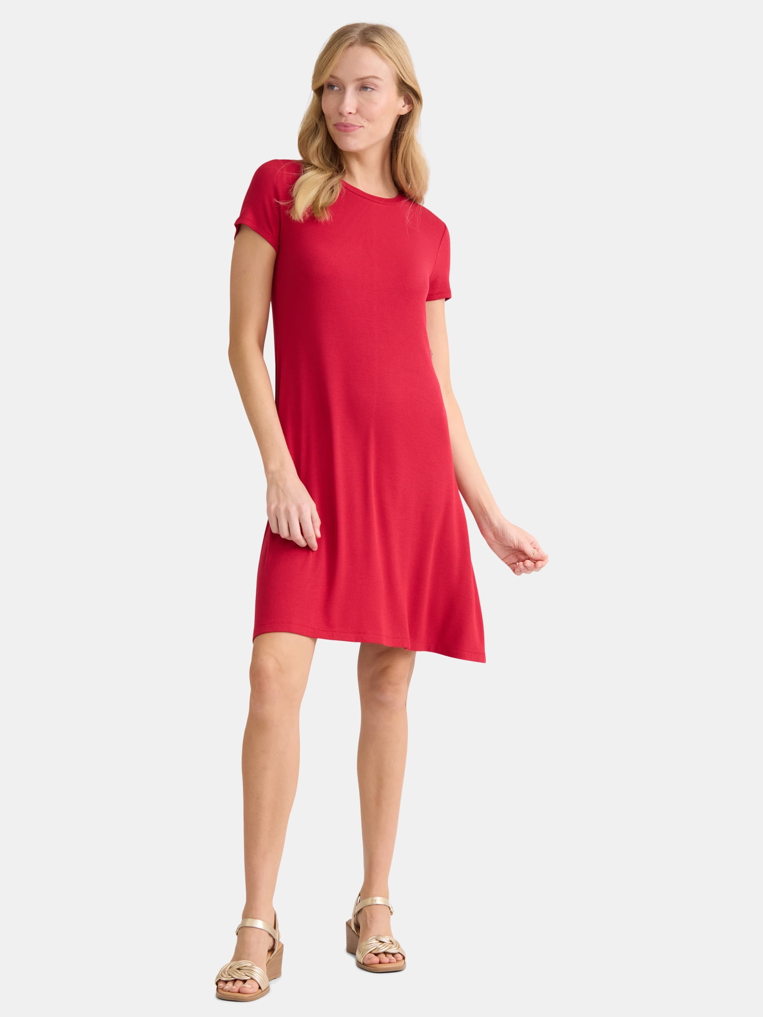Knit Swing Dress Hardware Detailed Neckline Knit Swing Dress Nectarine  Boston