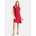 thumbnail image 1 of Time and Tru Women's Rib Knit Swing Dress with Short Sleeves, Sizes XS-XXXL, 1 of 4