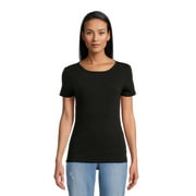 Time and Tru Women’s Rib Tee with Short Sleeves, Available in 1-Pack, Sizes XS-XXXL
