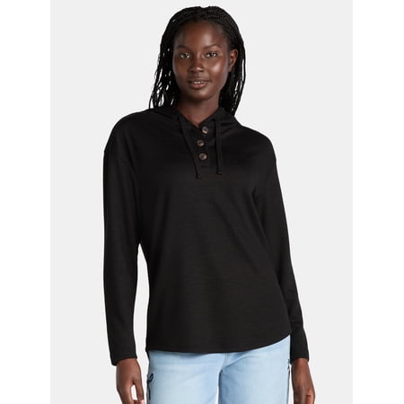 Time and Tru Women's Rib Tunic Hoodie XS~XXXL