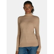 TIME & TRU Time and Tru Women's Rib Turtleneck Sweater, Lightweight, Size XS-XXXL