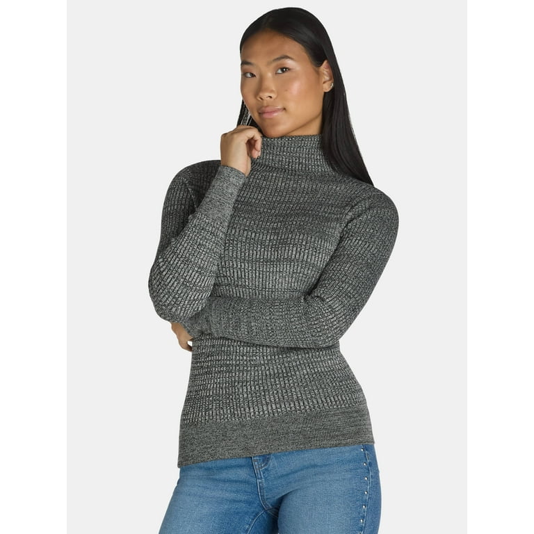 Time and Tru Women's Rib Turtleneck Sweater, Lightweight Time and Tru Women's Rib Turtleneck Sweater, Lightweight