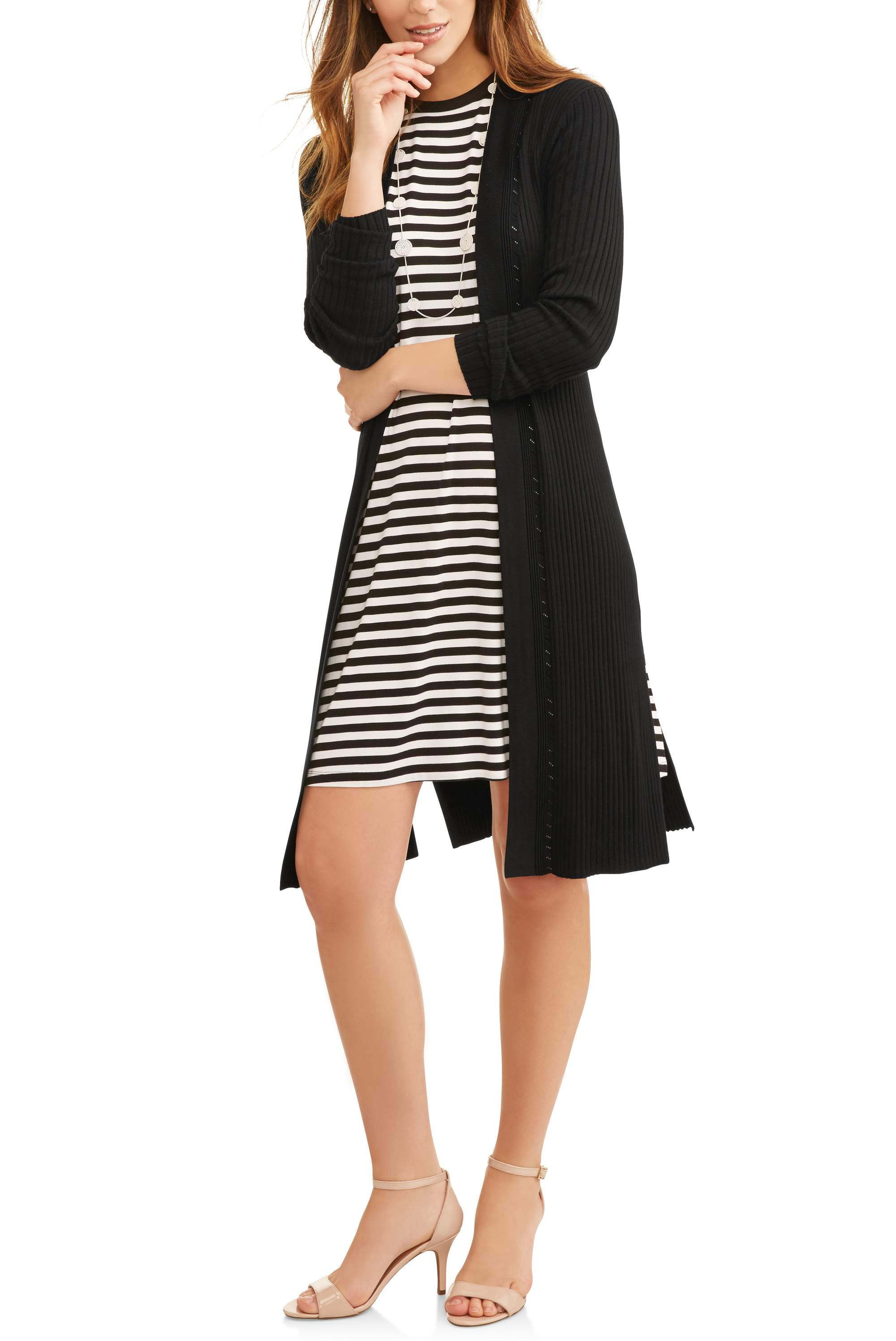 Time and tru shop women's ribbed duster cardigan