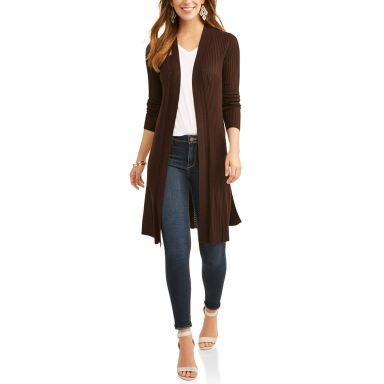 Time and tru shop women's ribbed duster cardigan
