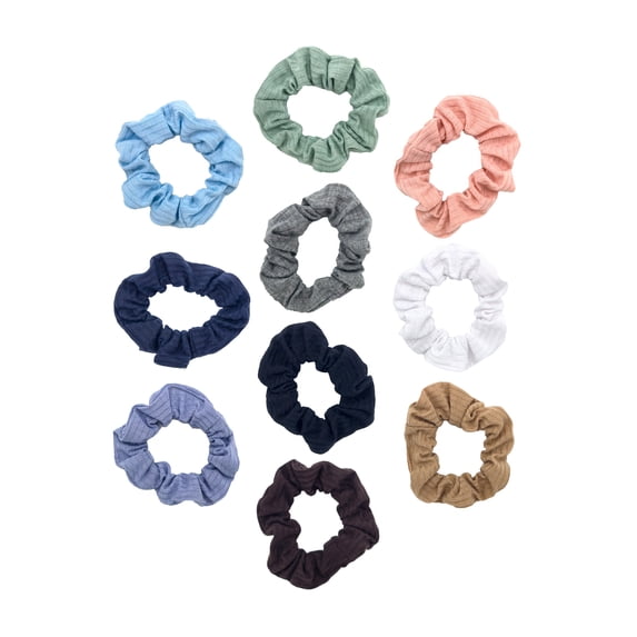 Time and Tru Women's Ribbed Hair Ties, 10-Pack, Multi-Color Ribbed