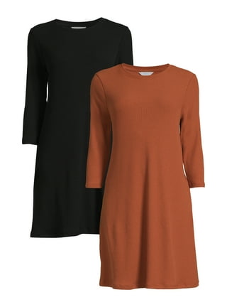 Terra & Sky Women's Plus Size Knit Ribbed Tank Dress, 2 Pack