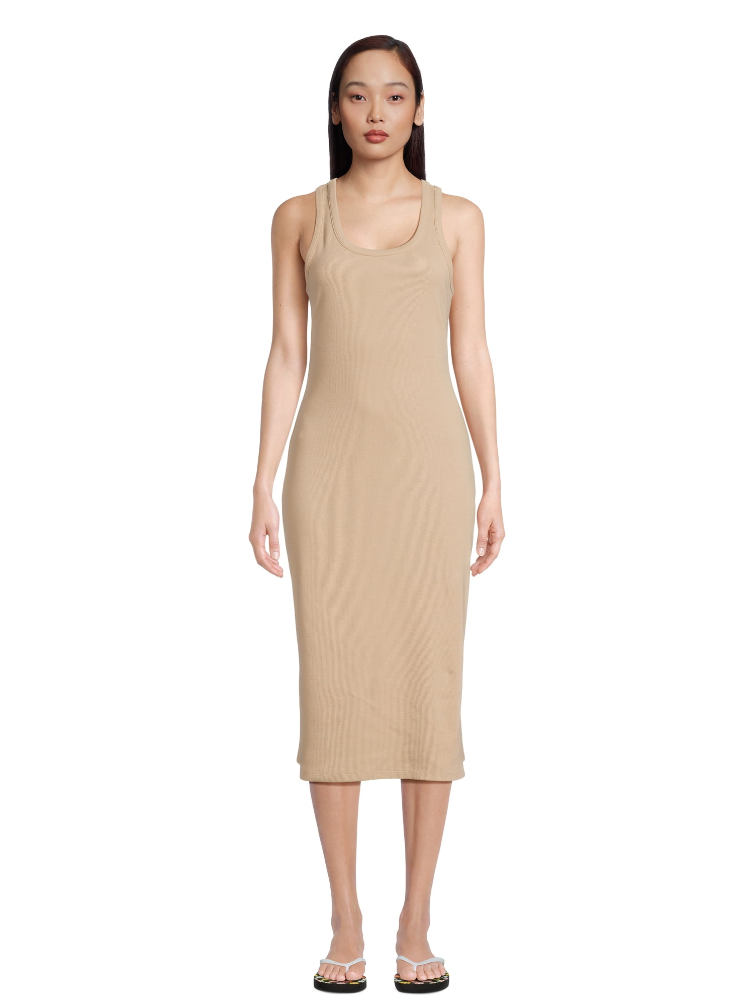 Time and Tru Knit Tank Dress Sleeveless Midi Dress - Walmart.com