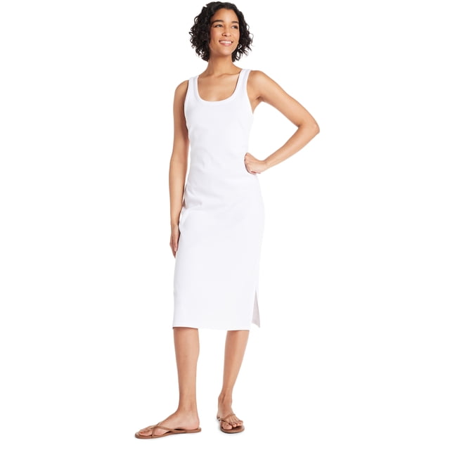 Time and Tru Women's Ribbed Knit Midi Tank Dress, Sizes XS-XXXL ...