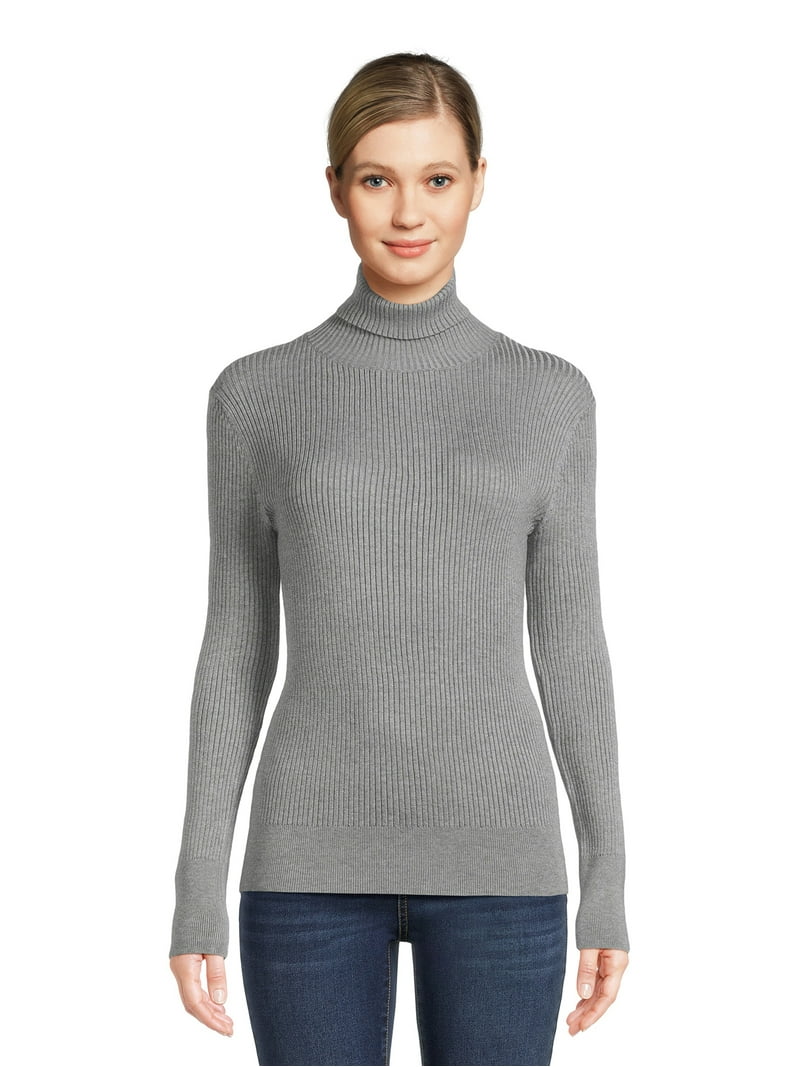 Time and Tru Women's Ribbed Knit Turtleneck, Sizes XS-XXXL