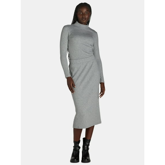 Time and Tru Women’s Ribbed Midi Skirt, Sizes XS-XXXL