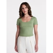 Women's Ribbed Short Sleeve Tee, Sizes XS-XXXL