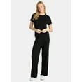 thumbnail image 1 of Time and Tru Women's Ribbed Sweater Top and Wide Leg Pants Set, 2-Piece, Sizes XS-XXXL, 1 of 4
