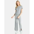 thumbnail image 1 of Time and Tru Women's Ribbed Sweater Top and Wide Leg Pants Set, 2-Piece, Sizes XS-XXXL, 1 of 4