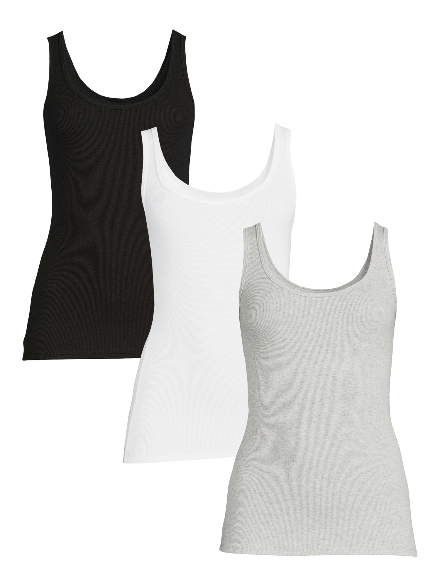 Time and Tru Women's Ribbed Tank Top, 3-Pack, Sizes XS-XXXL - image 1 of 5