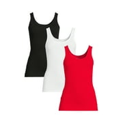Time and Tru Women's Ribbed Tank Top, 3-Pack, Sizes XS-XXXL