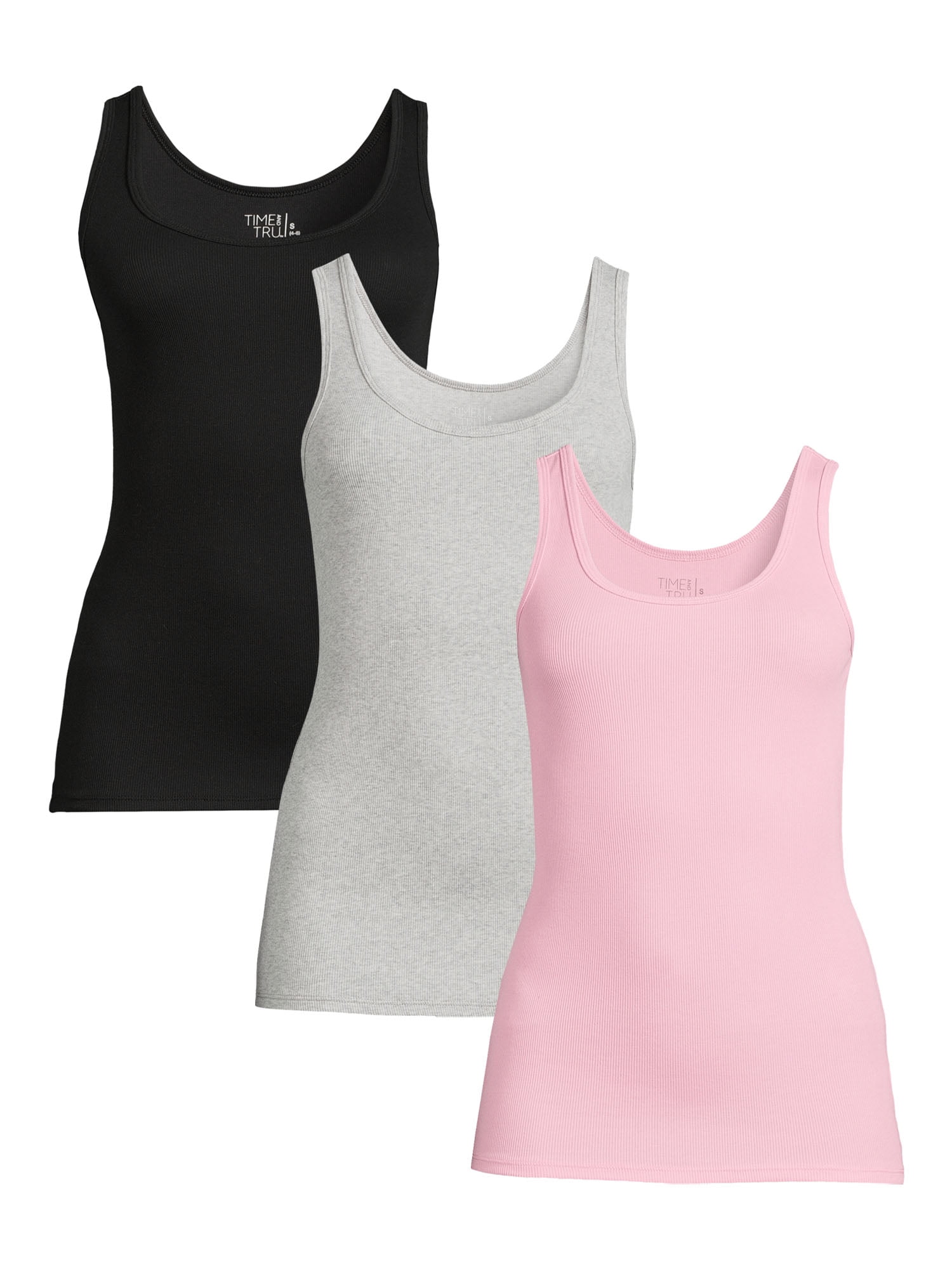 Time and Tru Women's Ribbed Tank Top, 3-Pack - Walmart.com Time and Tru Women's Ribbed Tank Top, 3-Pack - Walmart.com