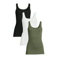 Time and Tru Women's Ribbed Tank Top, 3Pack