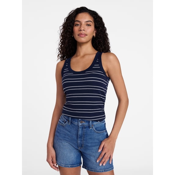 Time and Tru Women's Ribbed Tank Top, Sizes XS-XXXL