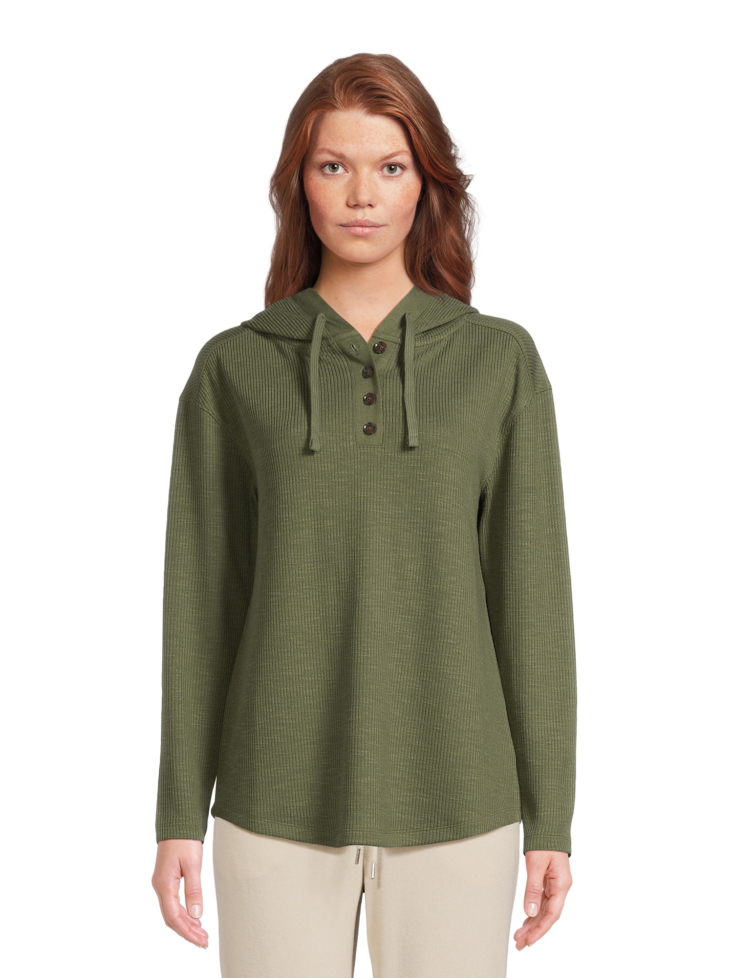 Time and Tru Women's Ribbed Tunic Hoodie, Sizes XS-XXXL - Walmart.com