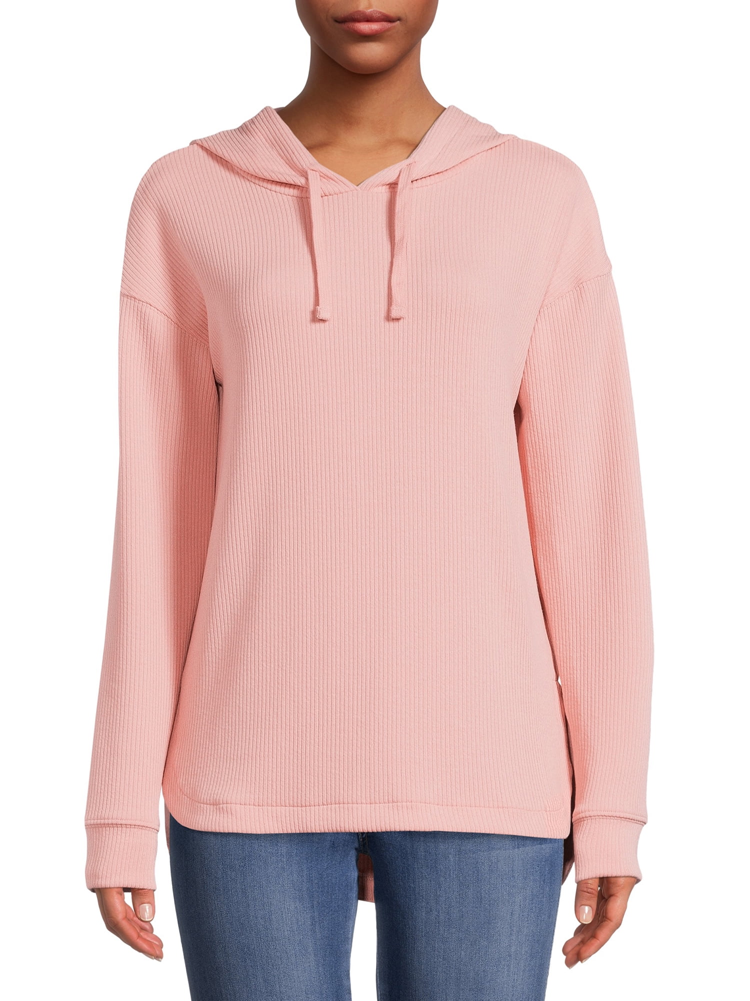 Time and Tru Women's Ribbed Tunic Hoodie