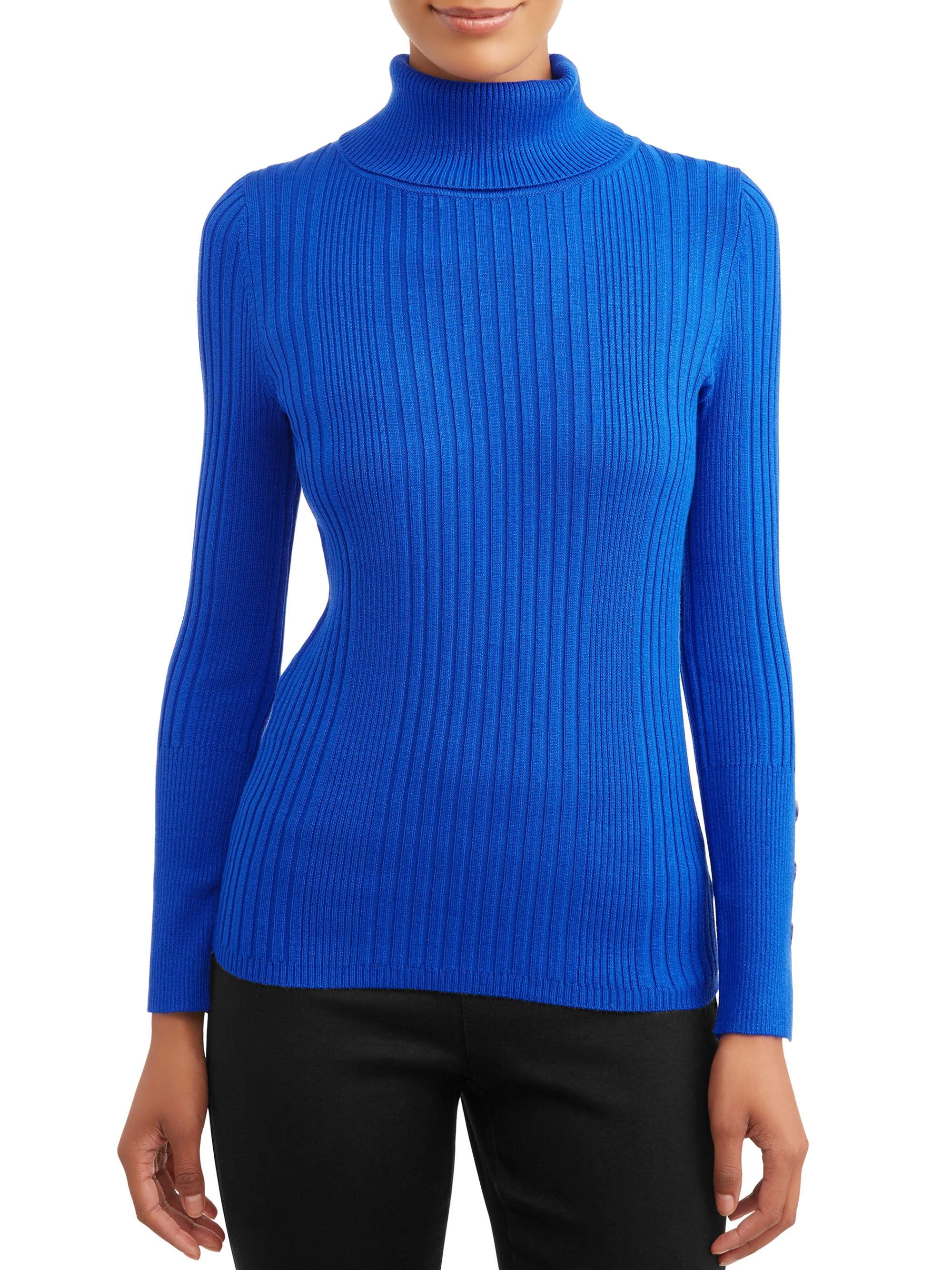 Time and Tru Women s Ribbed Turtleneck Sweater Walmart