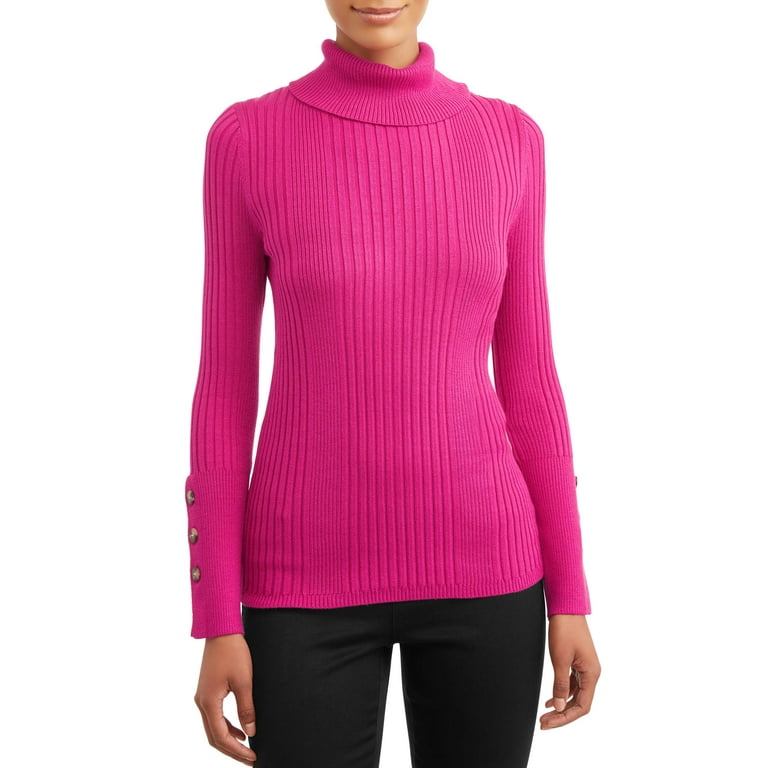 Time and Tru Women s Ribbed Turtleneck Sweater Walmart