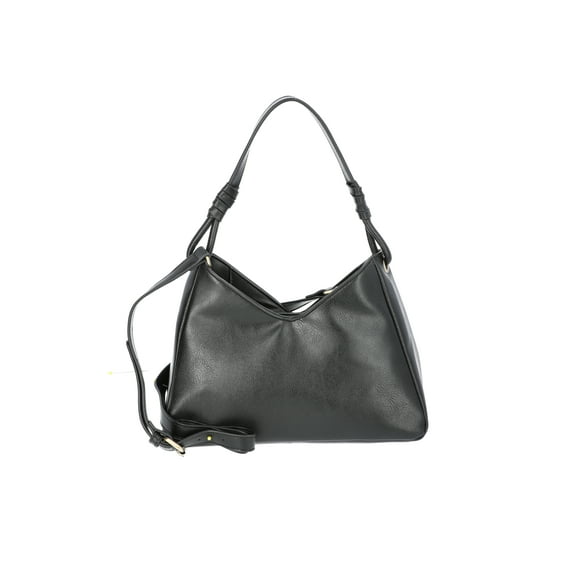 Time and Tru Women's River Faux Leather Small Hobo Shoulder Bag, Black