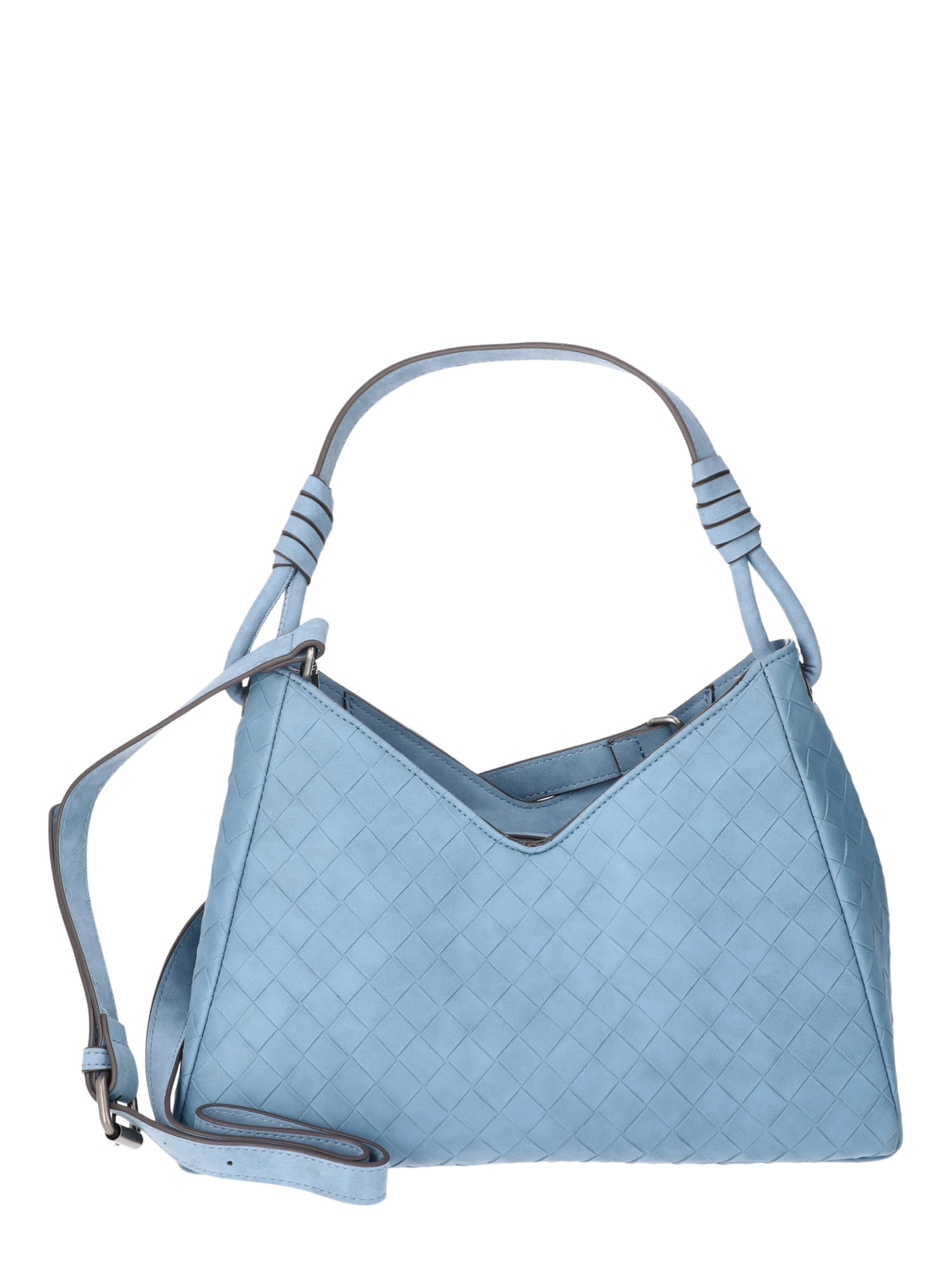 Time and Tru Women's River Faux Nubuk Small Hobo Shoulder Bag, Blue Day