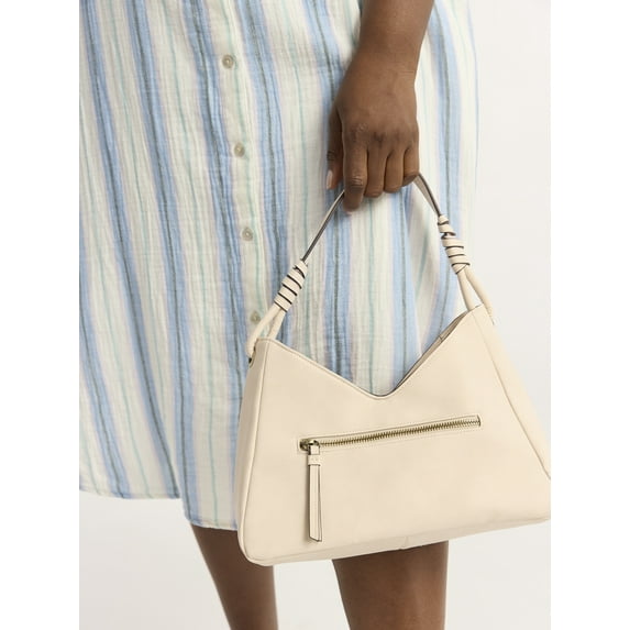 Time and Tru Women's River Faux Nubuk Small Hobo Shoulder Bag, Taupe