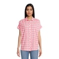 thumbnail image 1 of Time and Tru Women's Roll Cuff Button-Down Shirt, 1 of 6